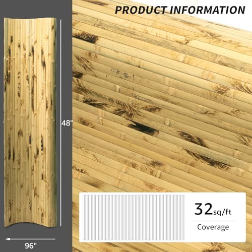 Art3d 48 x 96 in Pole Wrap Natural Bamboo Wall Panel, Light Burned - Image 5
