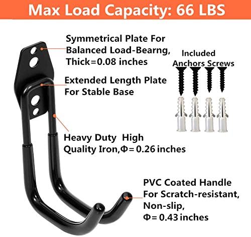 Heavy Duty Garage Storage Utility Double Hooks, Wall Mount Tool Holder Organizer - Image 6