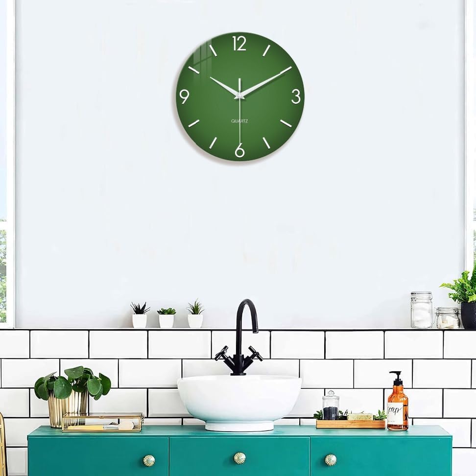 XFM Large Green Glass Wall Clock 24 Inch Modern Simple - Image 5