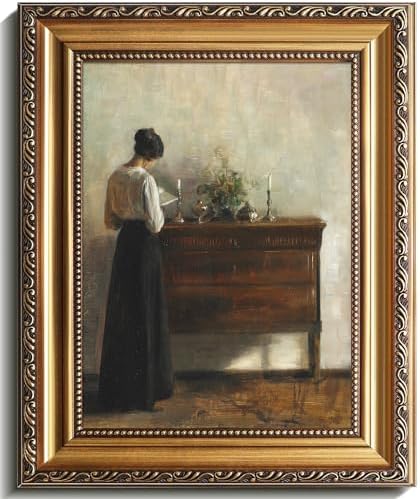 uniro Vintage Gold Framed Wall Art, Vintage Woman Portrait Canvas Art Prints by uniro