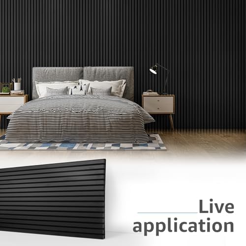 Art3d 4-Pack 3D Fluted Wood Sound Absorbing Slat Wall Panel, Matte Black - Image 2
