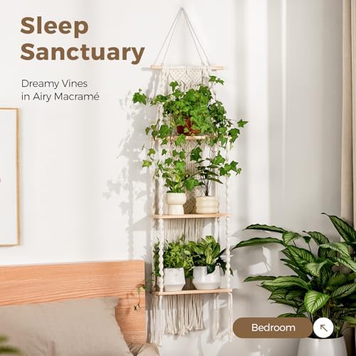 Bamworld Plant Wall Shelf Boho Plant Stand Window Plant Shelf - Image 6
