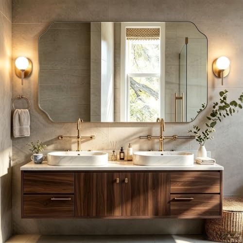 ANDY STAR 30"x55" Large Bathroom Mirror, Brushed Brass Full Length Wall Mirror by ANDYSTAR