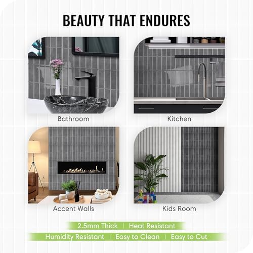 Select 5 Pack Peel and Stick Backsplash Square Tiles, 12x12 in - Image 3