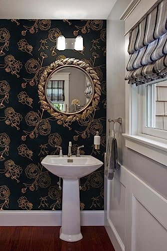 Safiyya 118"x17.3" Peel and Stick Wallpaper Black and Gold Contact Paper Floral - Image 5
