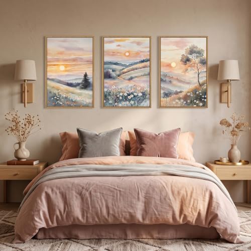 Large Boho Sunset Framed Canvas Wall Art Set -16"x24"x3 - Image 4