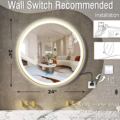 24 Inch Gold Bathroom Round LED Mirror - Image 6