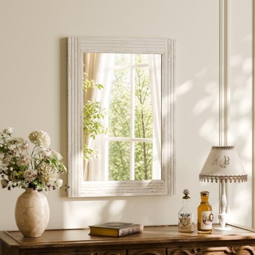 Rectangular Wall Mirror 36" x 24", Solid Wood Frame Bathroom Mirror - Image 2
