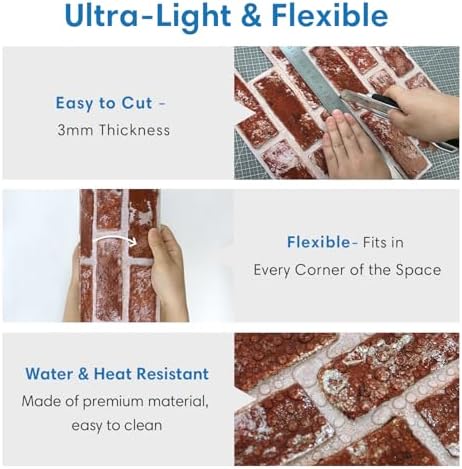 COMSTICKC 3D Faux Brick Wall Panels Peel and Stick - Image 5