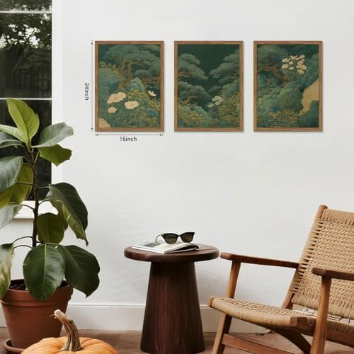 Vintage Pine Wall Art Set of 3, Pine Trees, Flowers and Mountains Print - Image 4