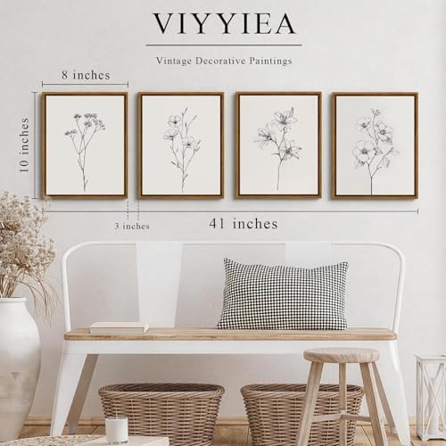 VIYYIEA Floral Wall Art Decor Set of 4 Pieces Sketch Botanical 8x10 Inch - Image 5