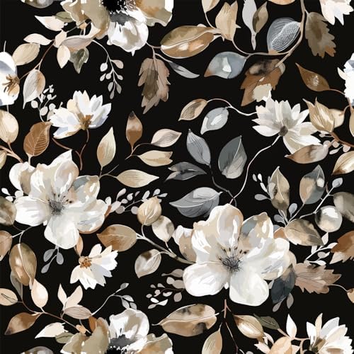 Vintage Dark Floral Peel and Stick Wallpaper 17.7" x 70.8" by Wookmmy