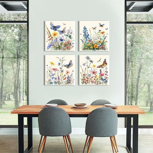 Large Butterfly Wall Art Farmhouse Wildflower Pictures Decor - Image 2