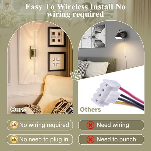 camuucci Battery Operated Wall Sconces Set of 2, Rechargeable Wall Lights - Image 3