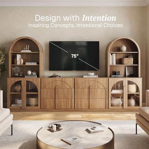 BELLEZE Bijou 126" Wall Unit 6-Piece Modular TV Stand - Image 3