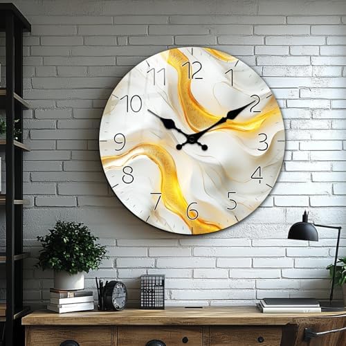 Modern Marble Texture Wooden Wall Clock - Image 3