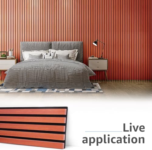Art3d 4-Pack Fluted Acoustic Wood Slat Wall Panel, 107 x 8 Inch - Image 3