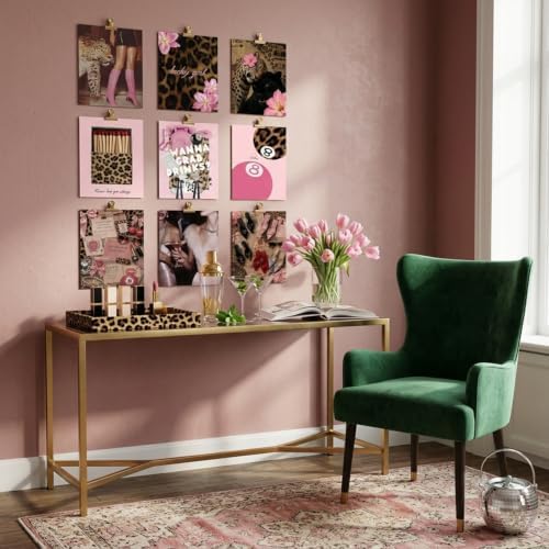 ZBMYYGO 9Pcs Pink Trendy Girls Retro Leopard Canvas Wall Art, Preppy Cheetah - Image 6