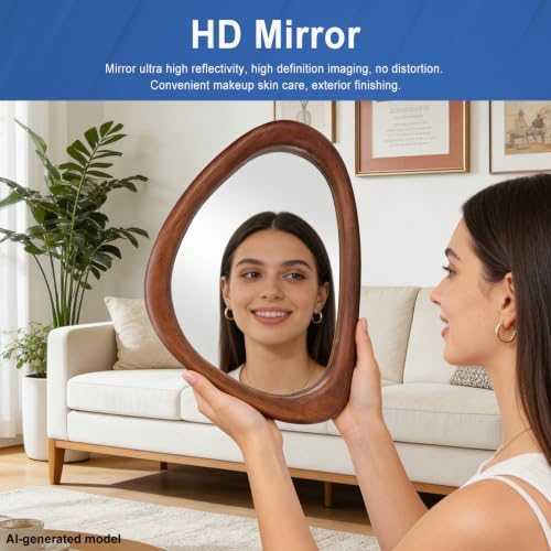 Irregular Wall Mirror, 15*10in Asymmetrical Wood Mirrors, Small Wall Mirror - Image 6