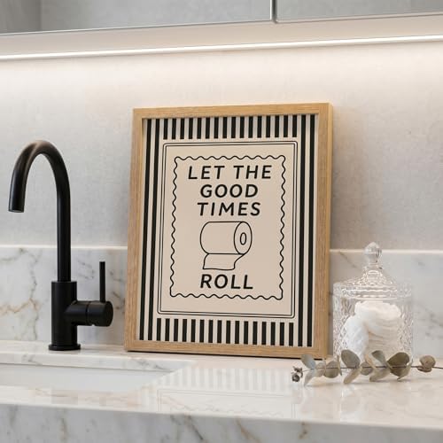Funny Bathroom Decor Framed Canvas Wall Art, Let The Good Times Roll Toilet - Image 6