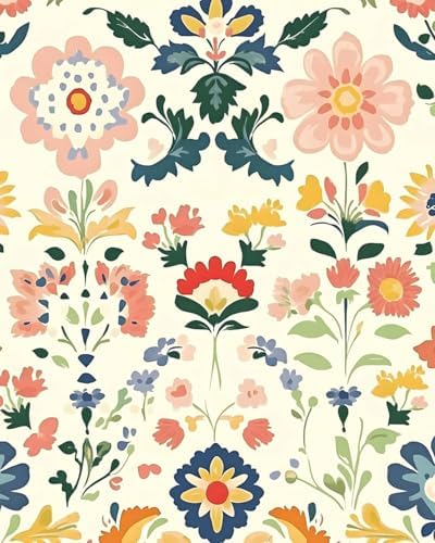 ILHIIOR Pink Floral Peel and Stick Wallpaper Boho 17.5 x 393 Inches by ILHIIOR