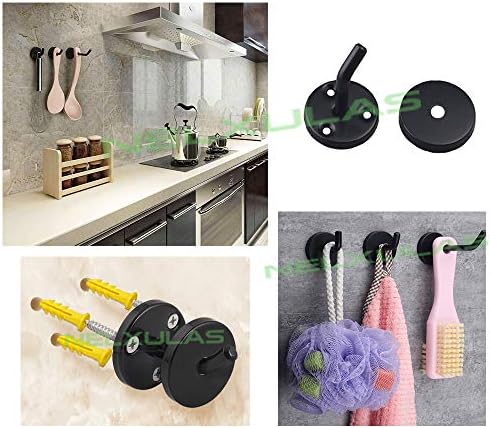 Classic Black Stainless Steel Heavy Duty Coat Hook, Durable Robe Hanger Wall - Image 4
