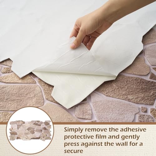 3D Faux Stone Wall Panels 12 Pack Covers 55.6 Sq ft, 38.6" x 18.9" - Image 3