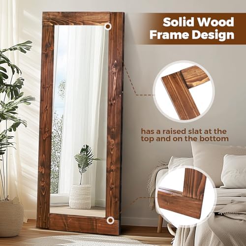 58x24in Full Length Mirror, Solid Wood Convex Frame - Image 5