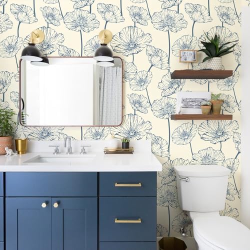 Orainege Peel and Stick Wallpaper Blue and Beige Wallpaper - Image 5