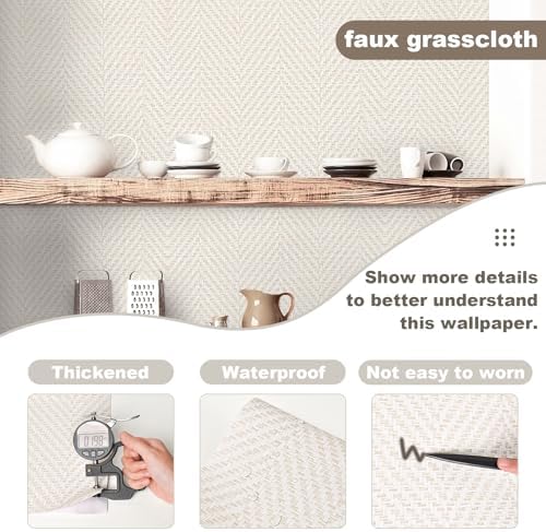 Rugreat Striped Grasscloth Wallpaper Peel and Stick Textured 393L 17.3W - Image 6