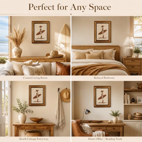 Gold Framed Wall Art, Coastal Cowgirl Surfer Girl Canvas Prints – Vintage - Image 6