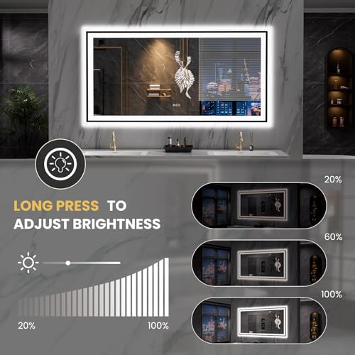 LOAAO 72"X36" LED Bathroom Mirror Black Framed - Image 3