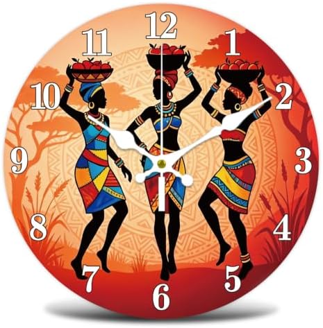 African Women Wall Clock Silent Non-Ticking 12" by WHIMSTITCH