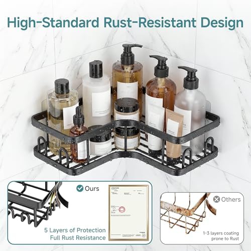 Veken Large Capacity Corner Shower Caddy 5-Pack, Advanced Rustproof Design - Image 5