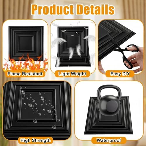 Nuanchu 60 Pcs Drop Ceiling Tiles 12x12 Inch, Glue up PVC Wall Panels - Image 3