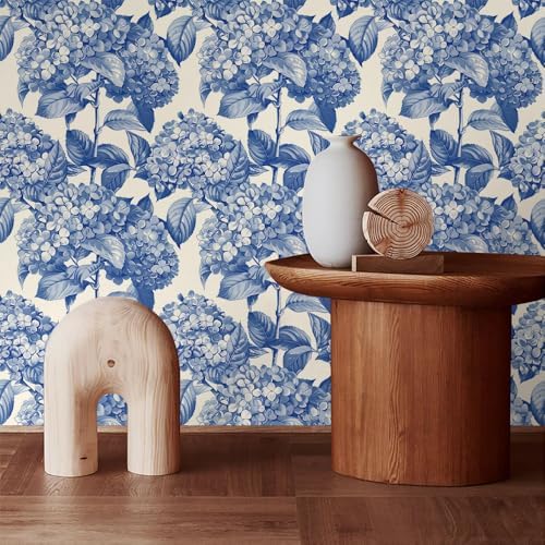 MuralPeel Vintage White Blue Cream Hydragea Floral Modern Peel and Stick - Image 3