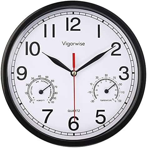 8 Inch White Wall Clock Sweep Silent Wall Clocks by Vigorwise