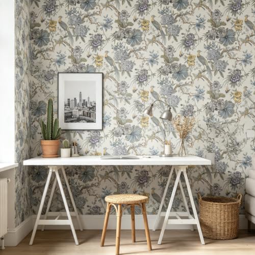 Peel and Stick Wallpaper for Bedroom Badroom Vintage Bird Floral Botanical - Image 3