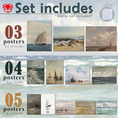 LANCHI95 12 Pcs Unframed Vintage Coastal Art - Image 2