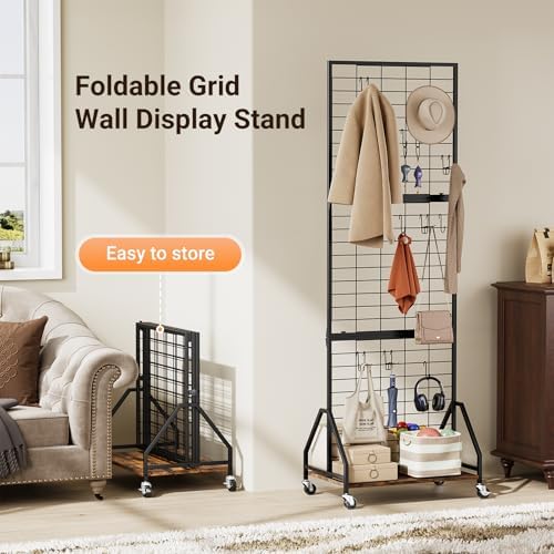 ELYKEN 2 Pack Foldable Grid Wall Panels, 5.7 x 2 FT Gridwall Display Rack - Image 5