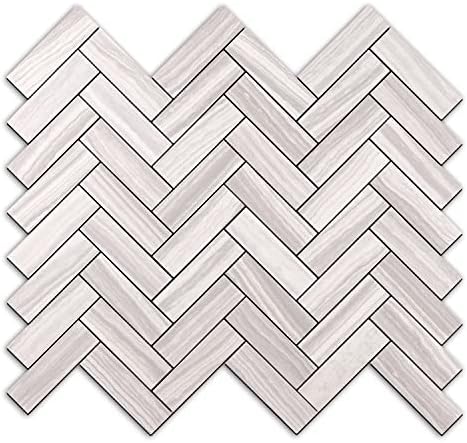 STICKGOO 10-Sheet Peel and Stick Backsplash, PVC Backsplash Tile, Herringbone by STICKGOO