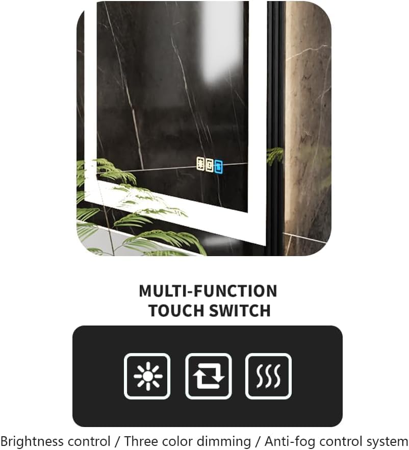 FLJ 40X24 inch Rectangular LED Bathroom Mirror - Image 4