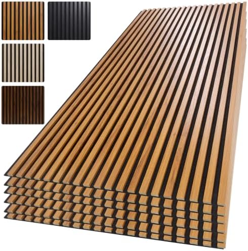 Yuzzy Wood Slat Wall Panel 6 Pack, Soundproof Wall Panels by Yuzzy