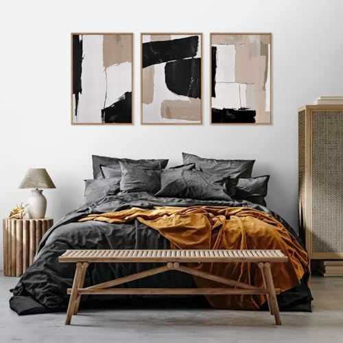 HLNIUC Large Framed Neutral Abstract Canvas Wall Art - Image 5