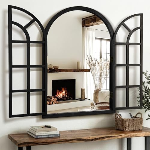 Arched Wall Mirror with Windowpane by TRAHOME
