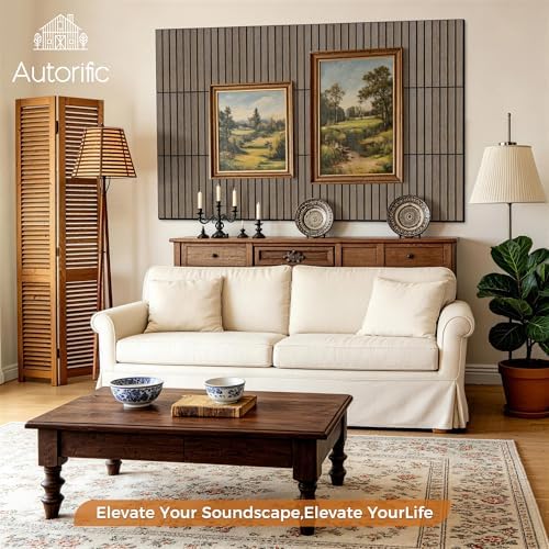 Acoustic Wall Panels, 12 Pack 11.8”x15.7”x0.35”, Rustic Walnut - Image 3