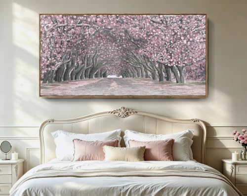 Nicetop Framed Canvas Wall Art – Pink Cherry Blossom Tree Tunnel Canvas Print - Image 3