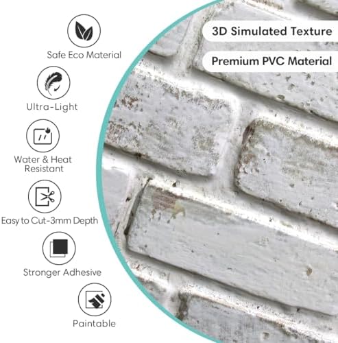 Commomy Brick Peel and Stick Tile 10 pcs 11.8"x 11.8"for Wall Decor - Image 3