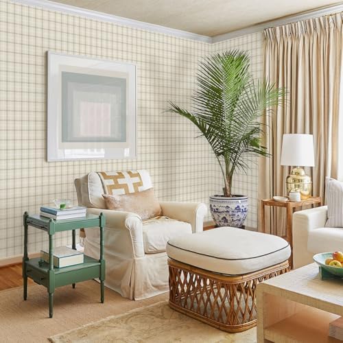Plaid Wallpaper Peel and Stick Boho Gingham Neutral 393’’ x 17.3’’ - Image 3