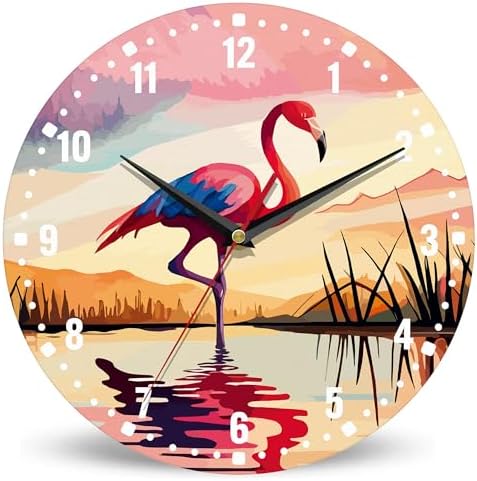 SPUNKER Wall Clocks, Tropical Bird Small Battery Operated Wall Clocks Decorative by SPUNKER